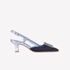 Roberto Festa Slingback In Jeans Denim Con Accessorio Strass Stefy Slingback