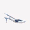 Roberto Festa Slingback In Raso Di Seta Con Paillettes Avio Siviglia Slingback