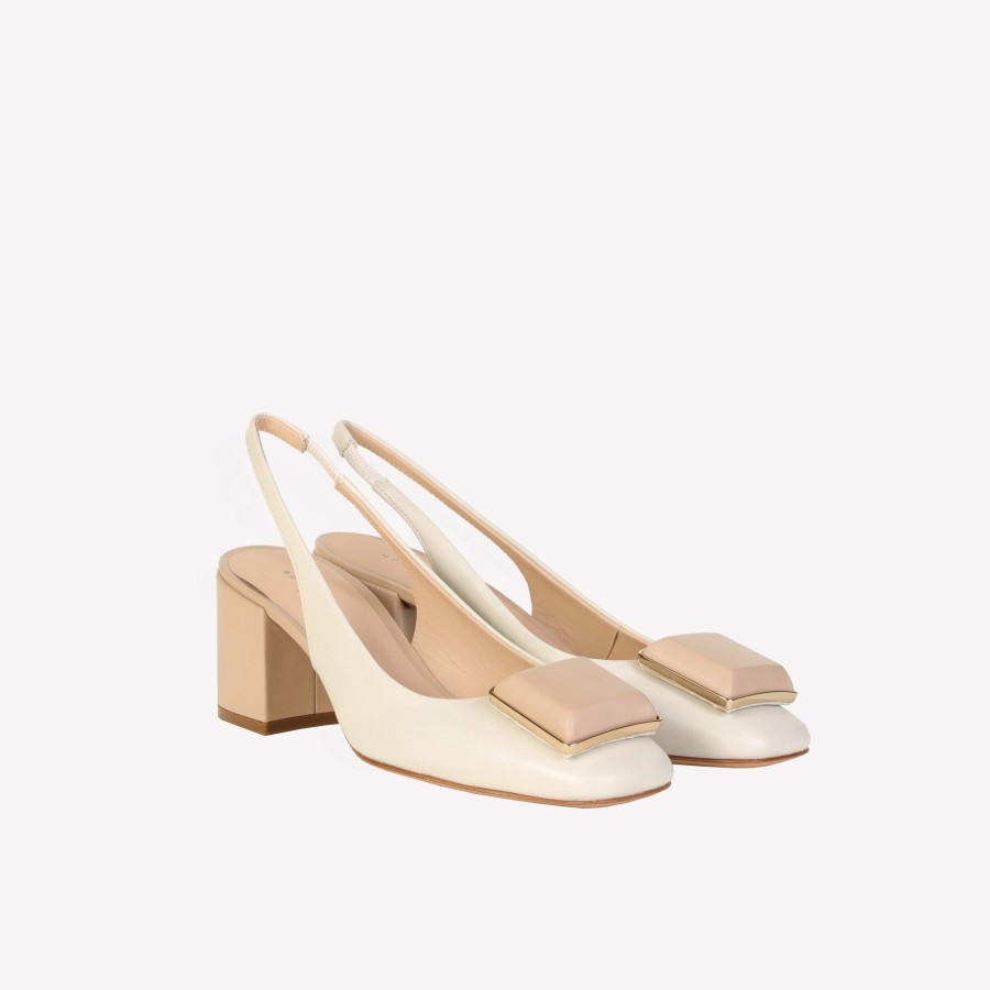 Roberto Festa Slingback In Softy Beige Con Accessorio Rivestito Gaby Slingback