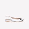 Roberto Festa Slingback Flat In Softy Bianco Con Accessorio Placca E Strass In Tinta Rex Slingback