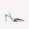 Roberto Festa Slingback In Raso Di Seta Con Paillettes Avio Posik Slingback