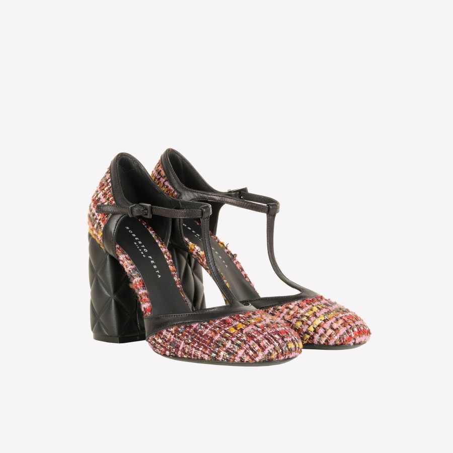 Roberto Festa Decollete T-Strap In Boucle Multicolor Olimpya Decollete