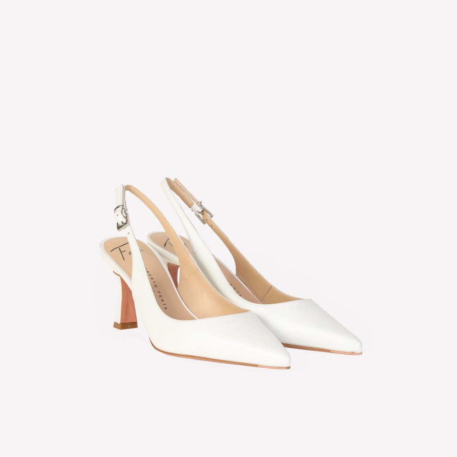 Roberto Festa Slingback In Nappa Bianco Frans Slingback