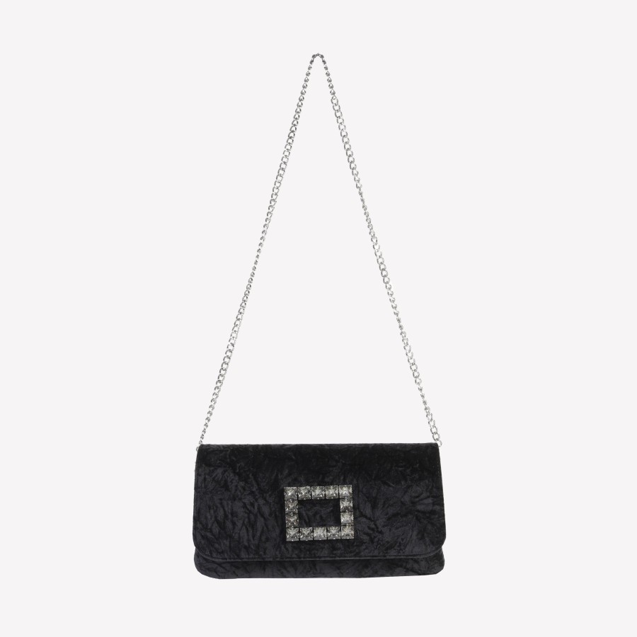 Roberto Festa Borsa In Velluto Nero Con Accessorio Strass Capri Lux Borse