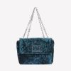 Roberto Festa Borsa A Spalla In Velluto Petrol Con Accessorio Strass Tropea Lux Borse