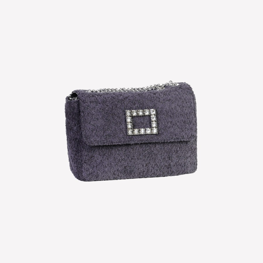 Roberto Festa Borsa A Spalla In Boucle Nero Con Accessorio Strass Tropea Lux Borse