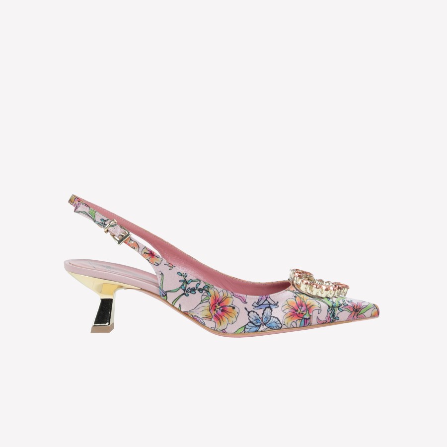 Roberto Festa Slingback In Garden Phard Con Accessorio Cuore Strass In Tinta Lester Slingback