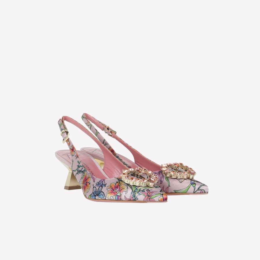 Roberto Festa Slingback In Garden Phard Con Accessorio Cuore Strass In Tinta Lester Slingback