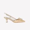 Roberto Festa Slingback In Raffia Lux Noce Con Accessorio Strass In Tinta Stefy Slingback