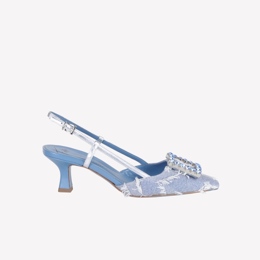 Roberto Festa Slingback In Gwinet Con Accessorio Strass In Tinta Stefy Slingback