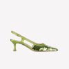 Roberto Festa Slingback In Raso Di Seta Con Paillettes Pistacchio Siviglia Slingback