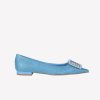 Roberto Festa Ballerina Flat In Raffia Jeans Con Accessorio Strass In Tinta Amaia Ballerine